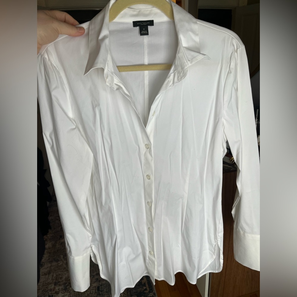 Ann Taylor white button down shirt